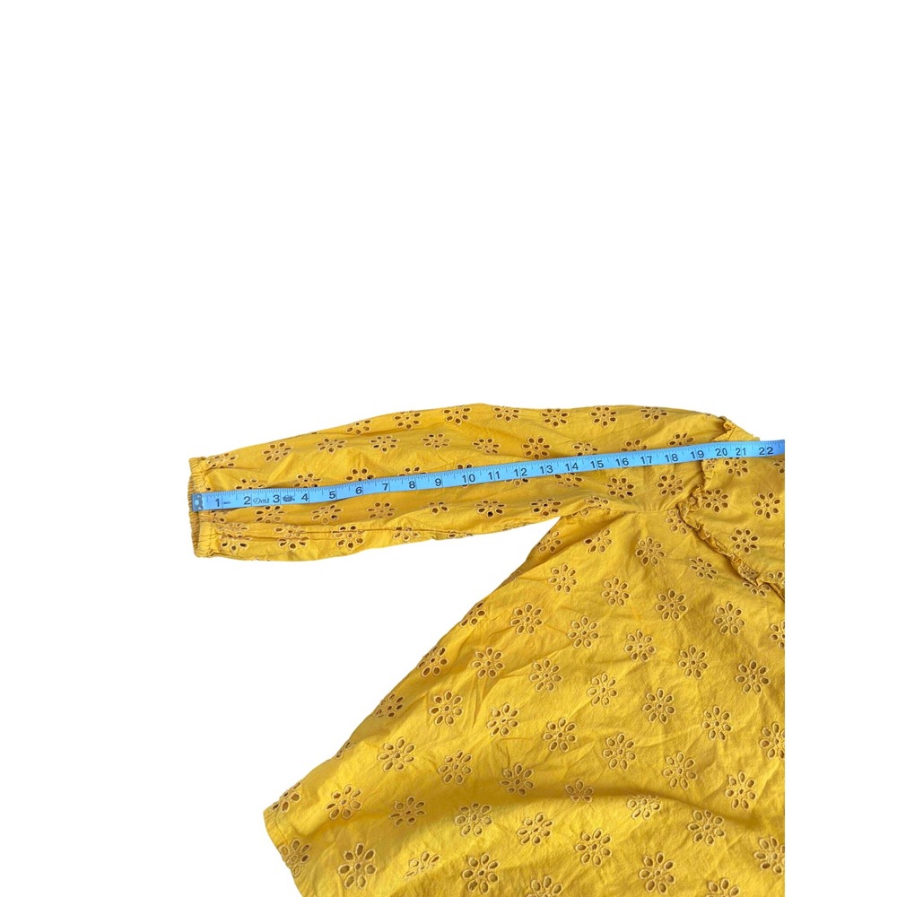 J.Crew Ruffleneck Eyelet Yoke Top Gold Yellow Women's Dainty Feminine Small - Picture 13 of 14